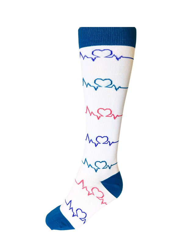 Heart Rate Compression Socks (White) - Zhuri - Compression Socks