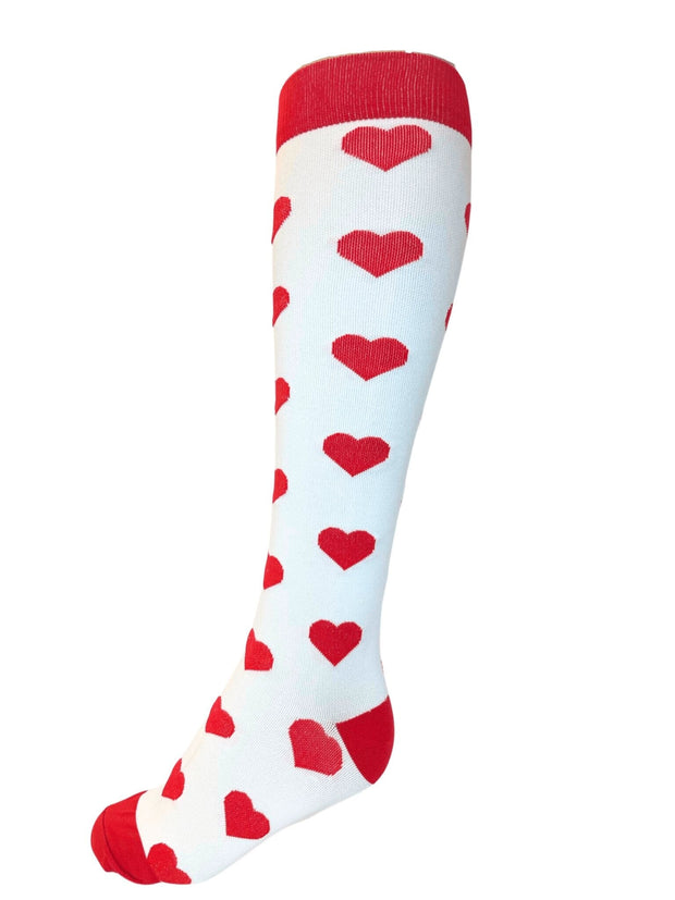 Hearts Compression Socks (White) - Zhuri - Compression Socks