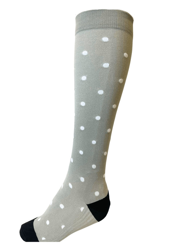 Polka Dots Compression Socks (White/Grey) - Zhuri - Compression Socks