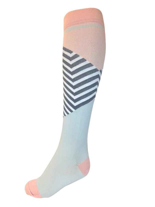 Zig Zag Compression Socks (Grey/Pink) - Zhuri - Compression Socks